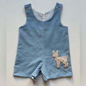 Dondolo Boys Light Blue Corduroy John John with Deep Appliqué - Size 18M